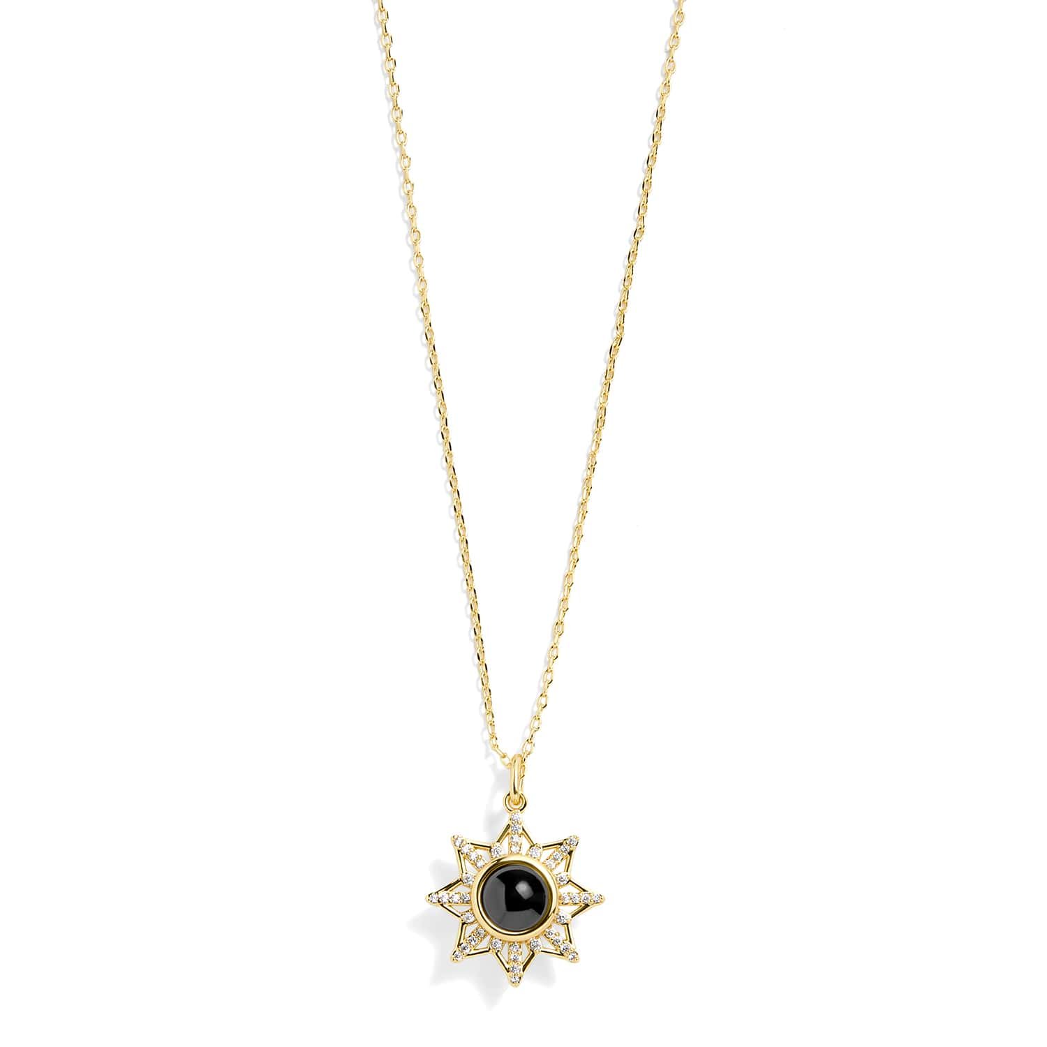 Personalized Pavé Sun Photo Necklace - Image 2