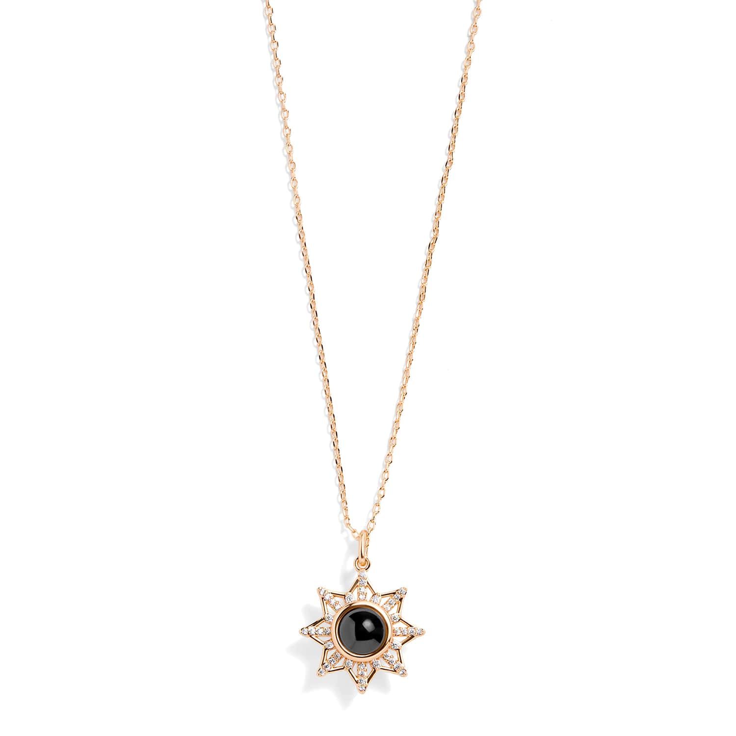 Personalized Pavé Sun Photo Necklace - Image 3