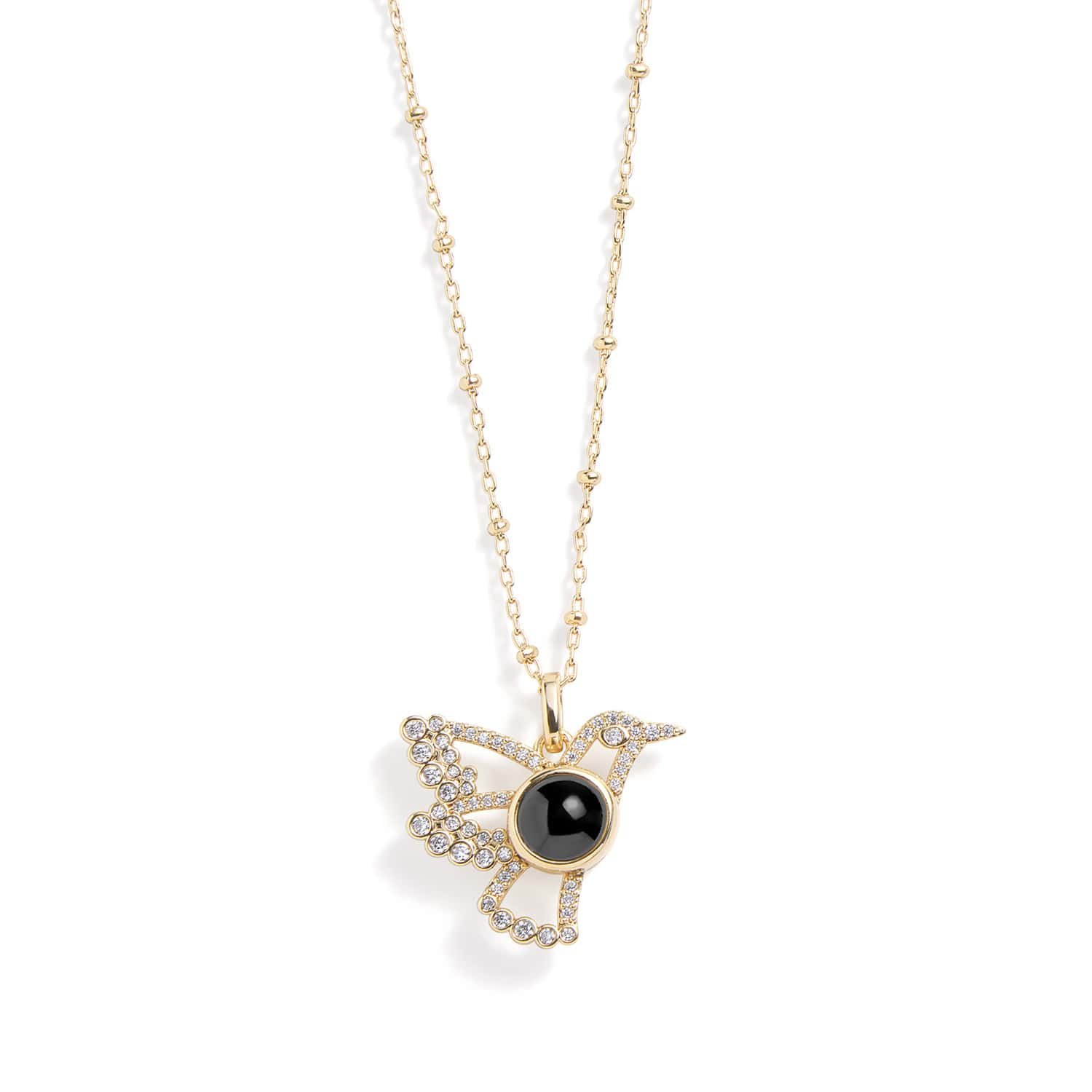 Personalized Pavé Bird Photo Necklace - Image 2