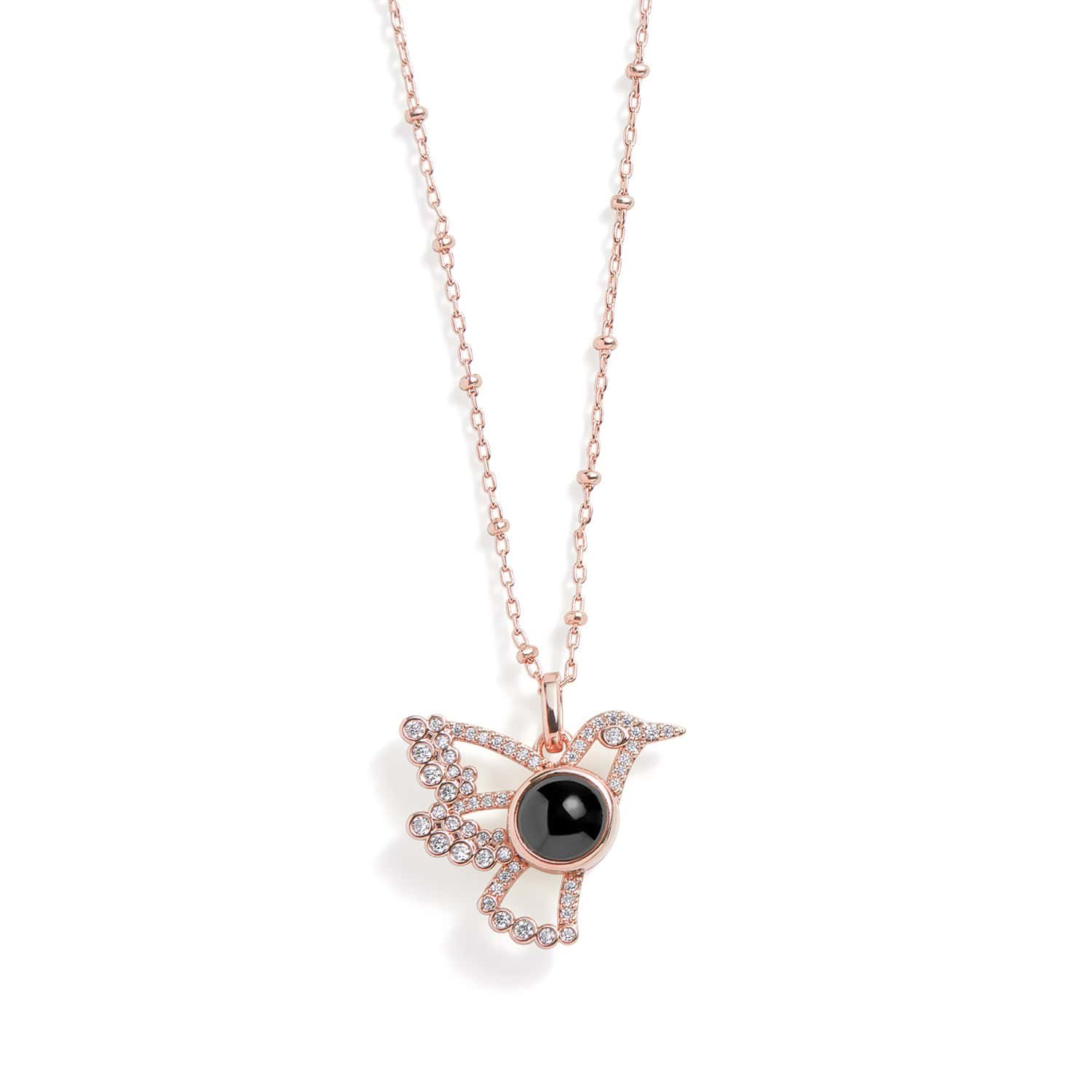 Personalized Pavé Bird Photo Necklace - Image 3