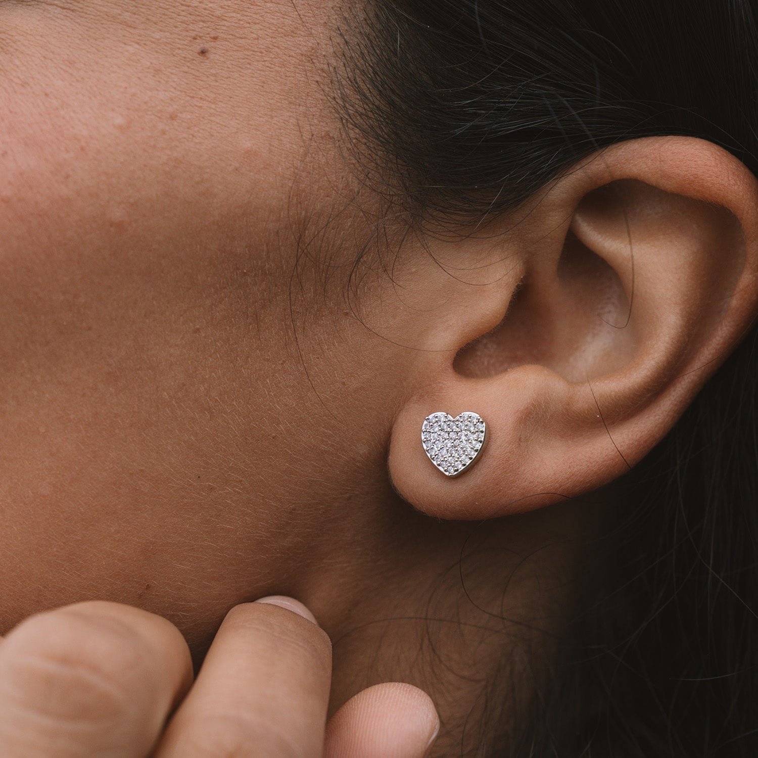 Pavé Heart Earrings - Image 3