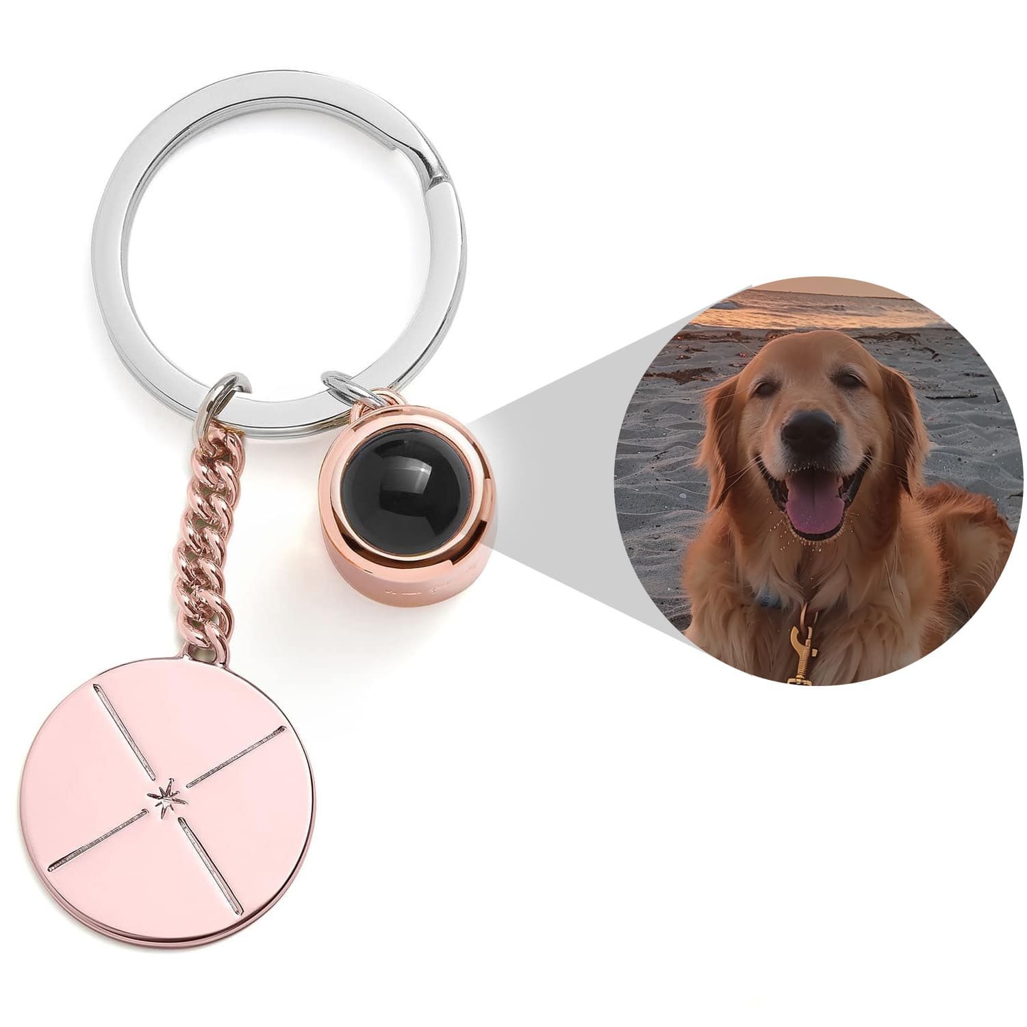 Engravable Circle Photo Keychain - Image 2