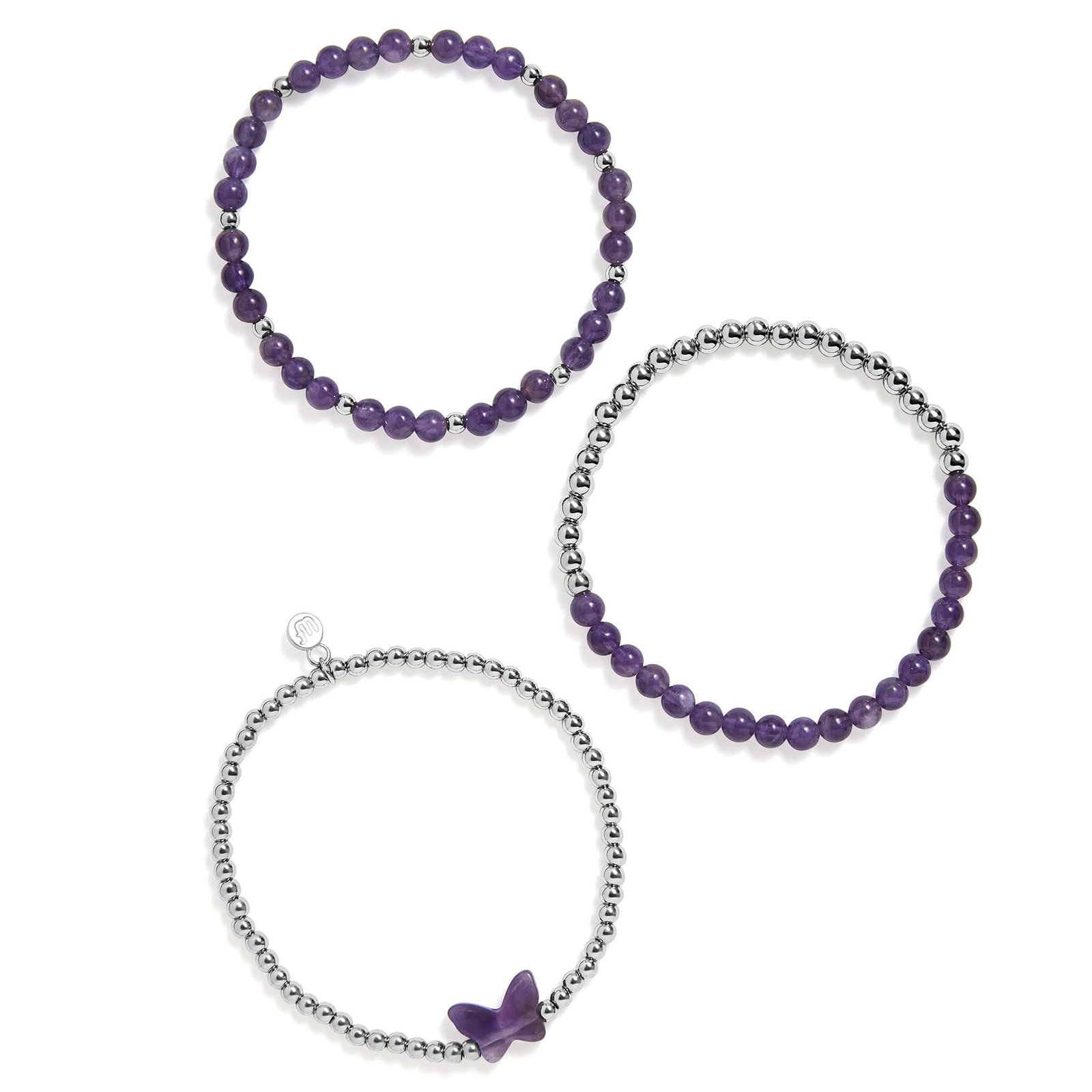 Amethyst Butterfly Stretch Bracelet Set - Image 2