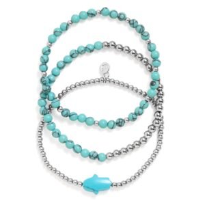 Turquoise Hamsa Stretch Bracelet Set